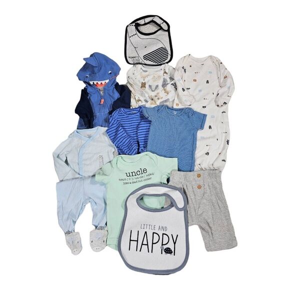 Boy Newborn Outfits And More Clothing Lot Bundle Of 11 Pieces Diffrent Brands - Picture 1 of 10